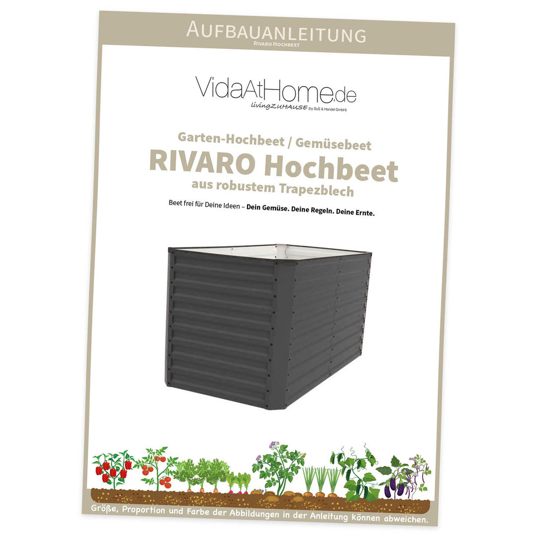 RIVARO Hochbeet 60 x 120 x 90 cm inkl. Zubehör