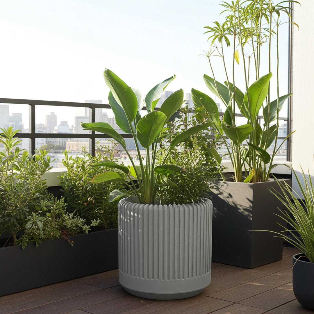Pflanzkübel DIONE ø 40 cm – Blumentopf für Innen & Außen mit Rillendesign –