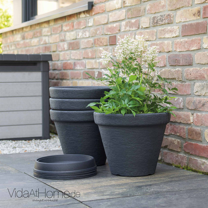 Pflanzgefäß KLASSIK ø 40cm mit Untersetzer - 4er Set